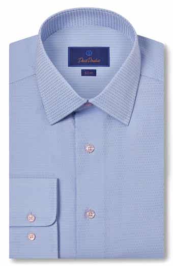 David Donahue Slim Fit Dobby Dot Dress Shirt