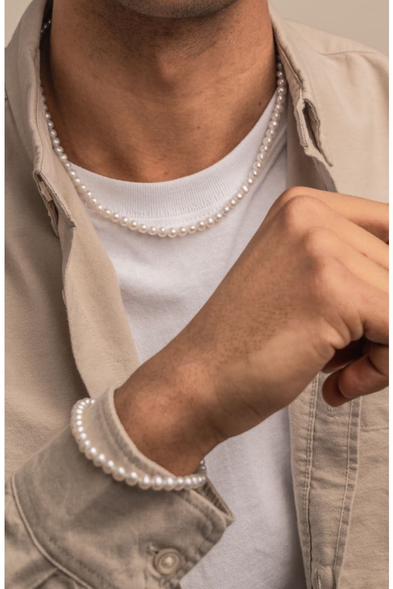 Men's White Pearl Bracelet, Alternate, color, Sterling Silver