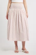 Damson Madder Layla Polka Dot Smocked Midi Skirt