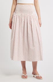 Damson Madder Layla Polka Dot Smocked Midi Skirt