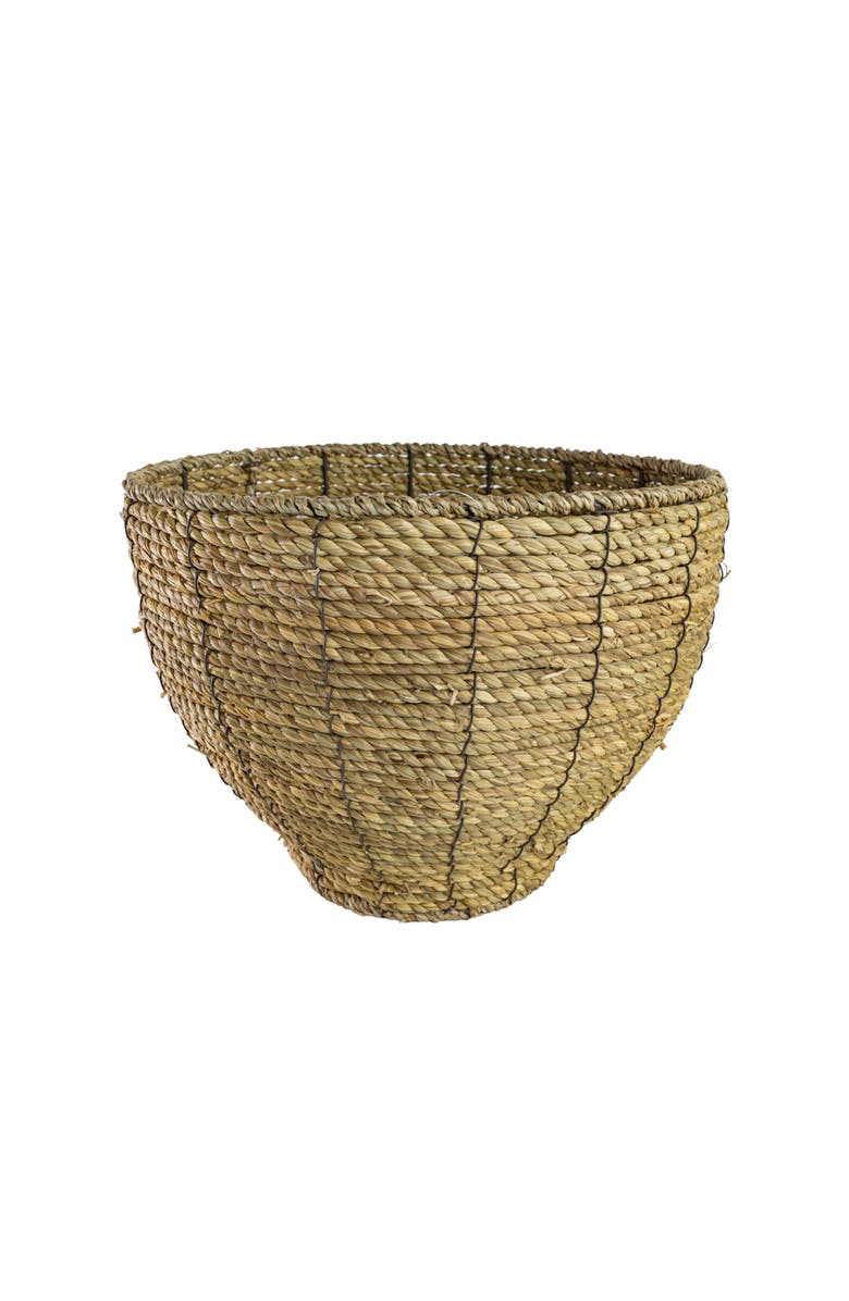 Foreside Home and Garden Small Dry Basket Planter Seagrass & Metal, Main, color, Brown