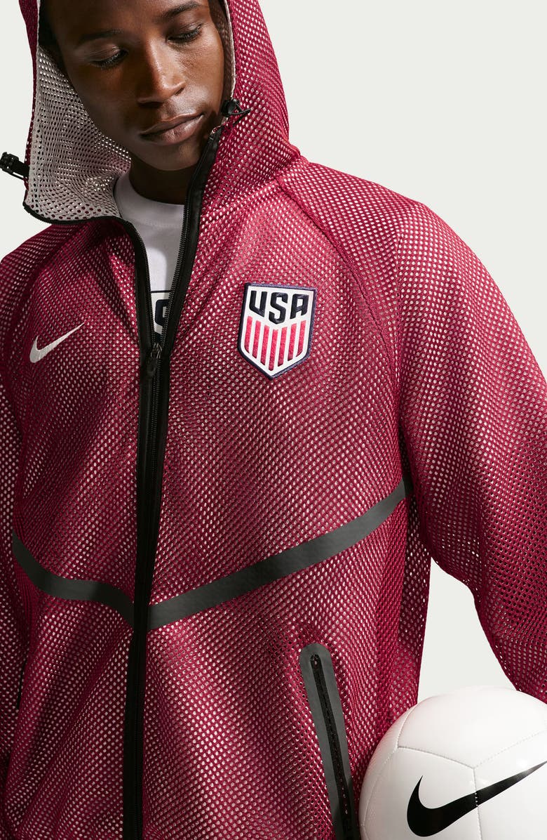 Nike USMNT Dri-FIT Soccer Anthem Jacket, Alternate, color, Team Red/ Sail