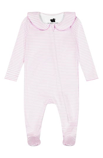 Paper Cape Peter Pan Collar Fitted Pima Cotton One-piece Pajamas In Pink