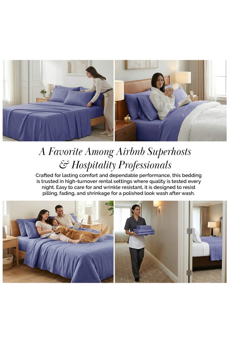 Southshore Essentials Double Brushed 100 GSM Sheet Set, Alternate, color, DENIM BLUE
