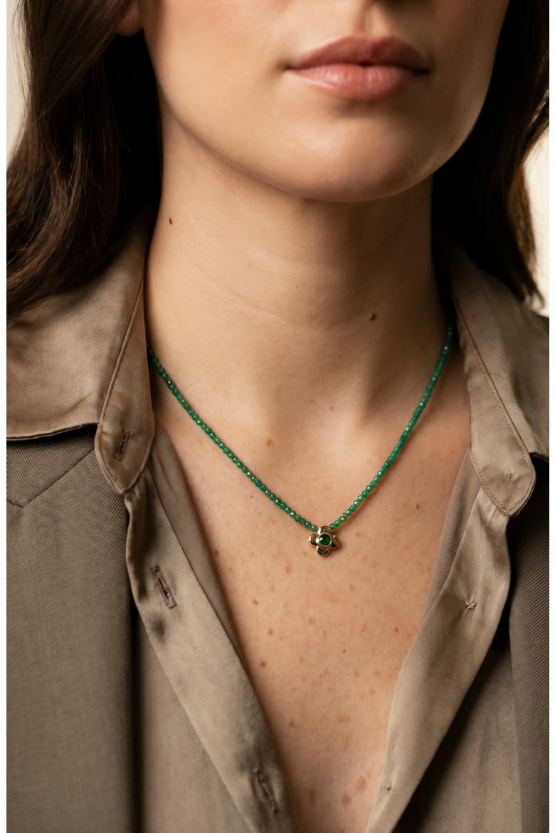 18k Gold Plated Beaded Clover Pendant Necklace, Alternate, color, GOLD