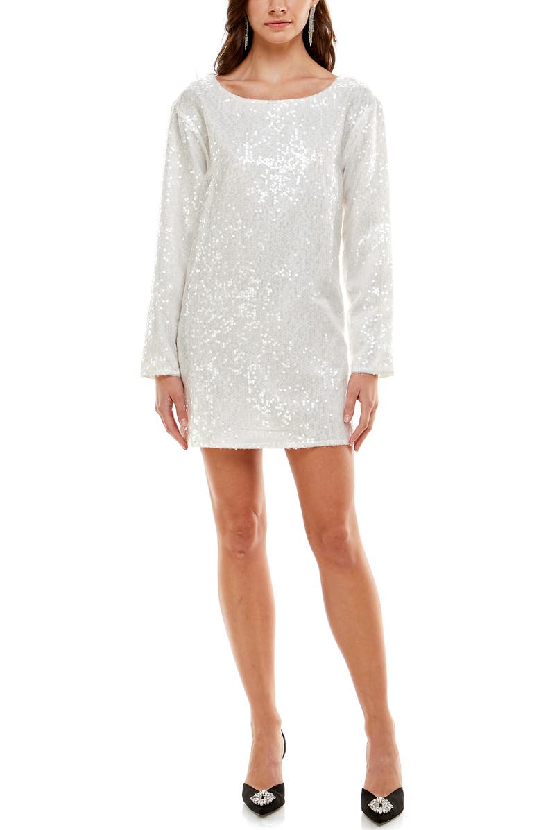 WAYF Bonnie Sequin Long Sleeve Minidress, Main, color, 