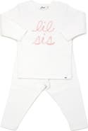 oh baby! "lil sis" Pink Sparkle Embroidered Two Piece Set