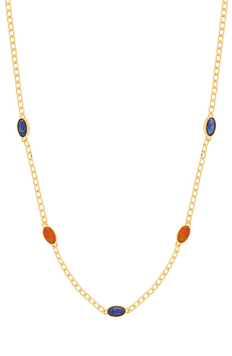 Estella Bartlett Lapiz Lazuli & Red Agate Chain Necklace, Main, color, Blue/Red/Gold