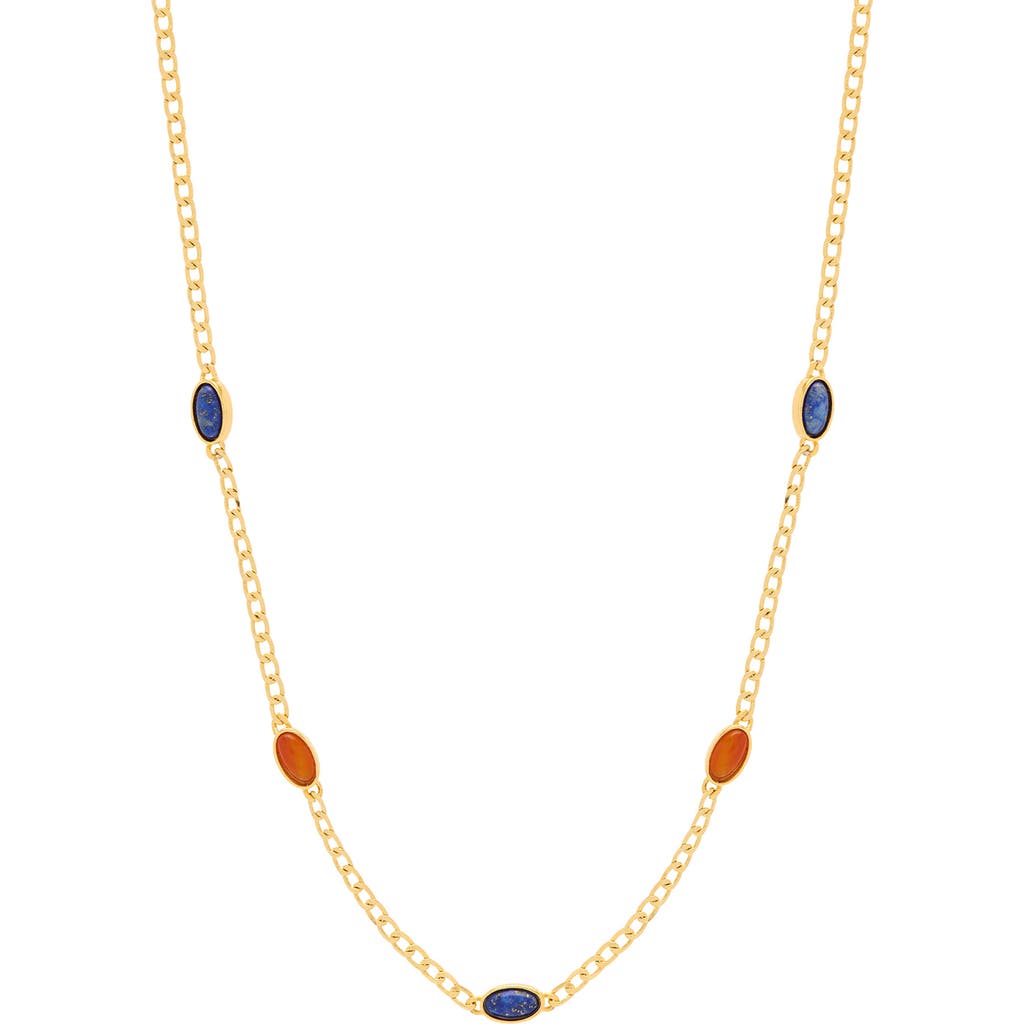Estella Bartlett Lapiz Lazuli & Red Agate Chain Necklace In Gold