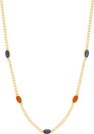 Estella Bartlett Lapiz Lazuli & Red Agate Chain Necklace