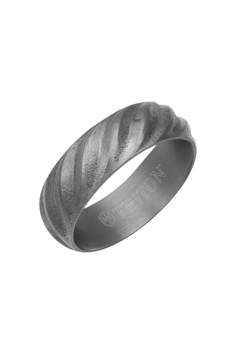 7MM Tantalum Ring with Roped Inlay and Flat Edge, Main, color, Metallic Silver