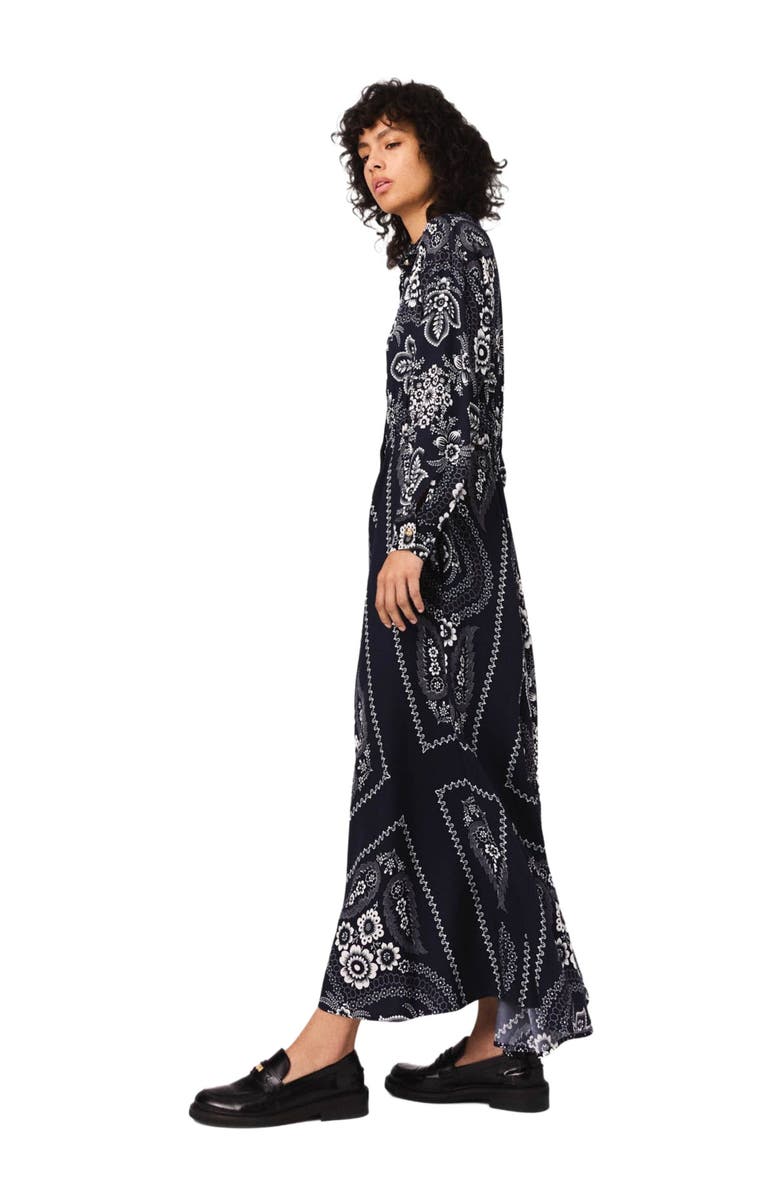 maje Maxi bandana print dress, Alternate, color, Navy Bandana Print