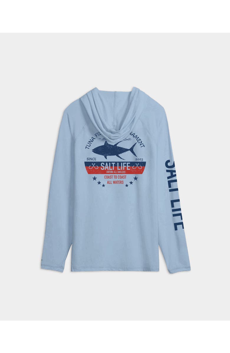 Salt Life Tuna Tournament Performance Hoodie, Alternate, color, Glacial Blue Heather