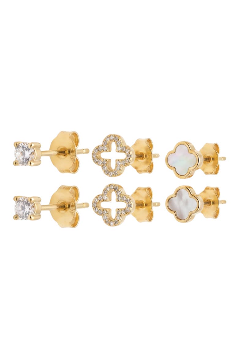 Clover Set of 3 Earrings, Alternate, color, GOLD