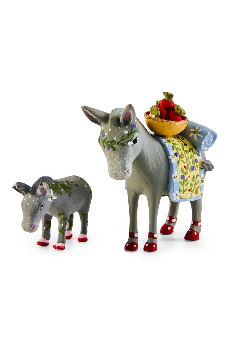 Patience Brewster Nativity Mother & Baby Donkey Figures, Alternate, color, GREY