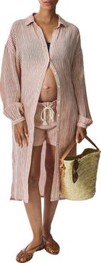 HATCH The Bungalow Striped Shirt Dress