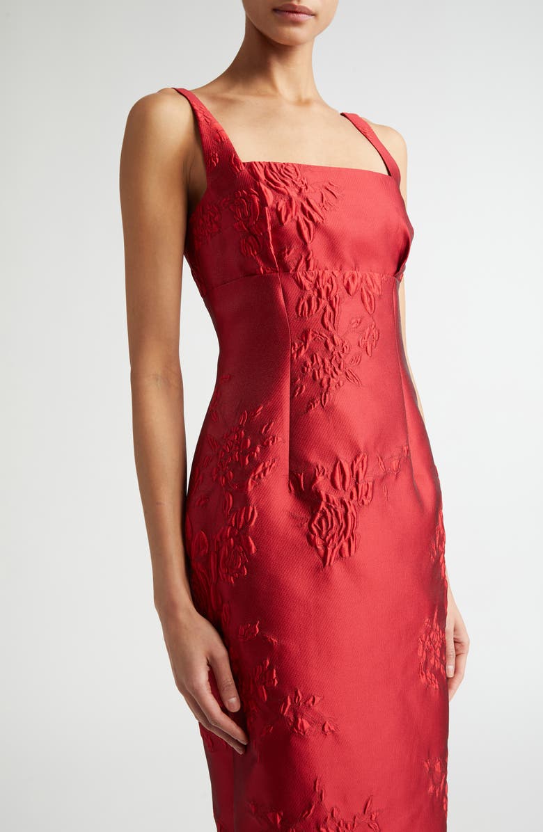 Emilia Wickstead Micheline Sleeveless Rose Jacquard Dress, Alternate, color,