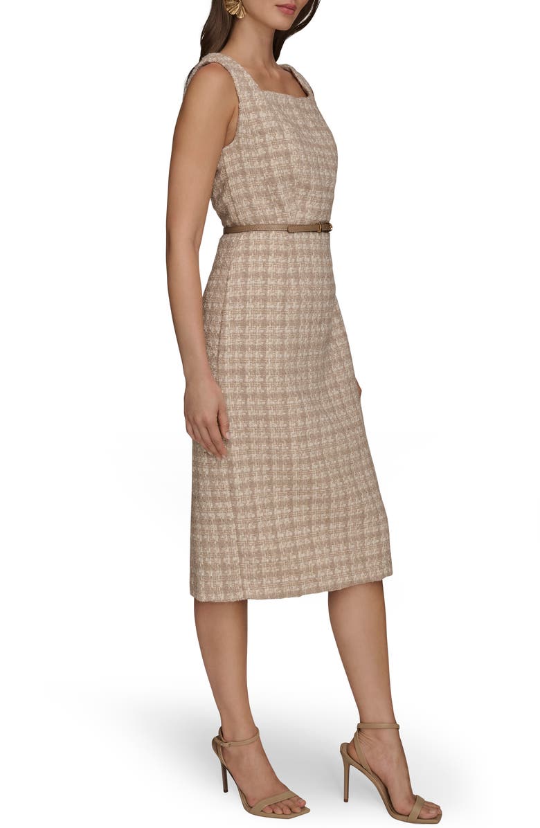 Donna Karan New York Sleeveless Tweed Midi Dress, Alternate, color, Taupe Mult