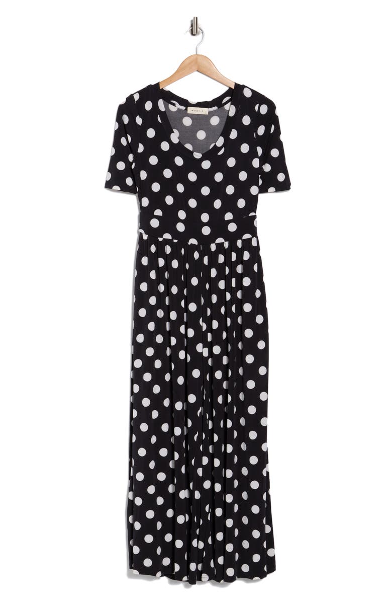 WEST K Polka Dot Print Wide Leg Jumpsuit, Main, color, Black/ White Polka Dot