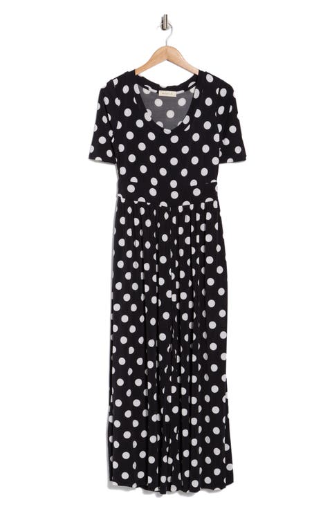 Polka Dot Print Wide Leg Jumpsuit