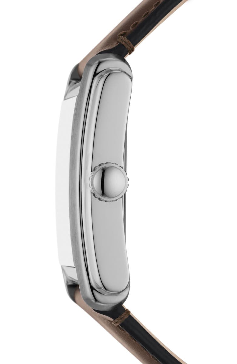 Fossil Carraway Leather Strap Watch, 30mm, Alternate, color, Brown/ Silver