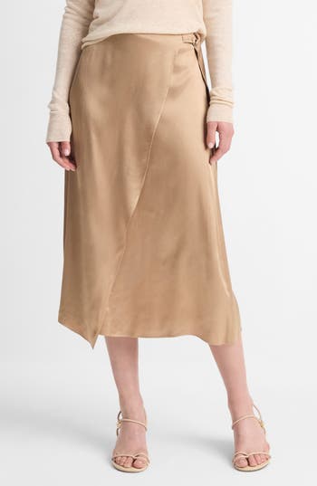 Shop Vince Draped D-ring Wrap Skirt In Rye