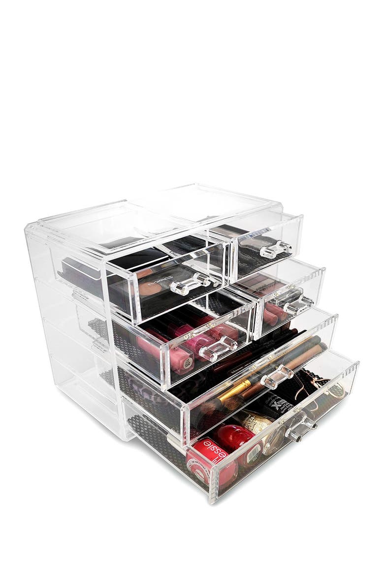 Acrylic 6 Drawer Cosmetics Makeup & Jewelry Storage Case Display, Alternate, color, CLEAR
