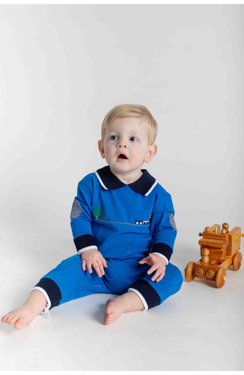 Florence Eiseman Jersey Knit Longall With Train, Alternate, color, Blue