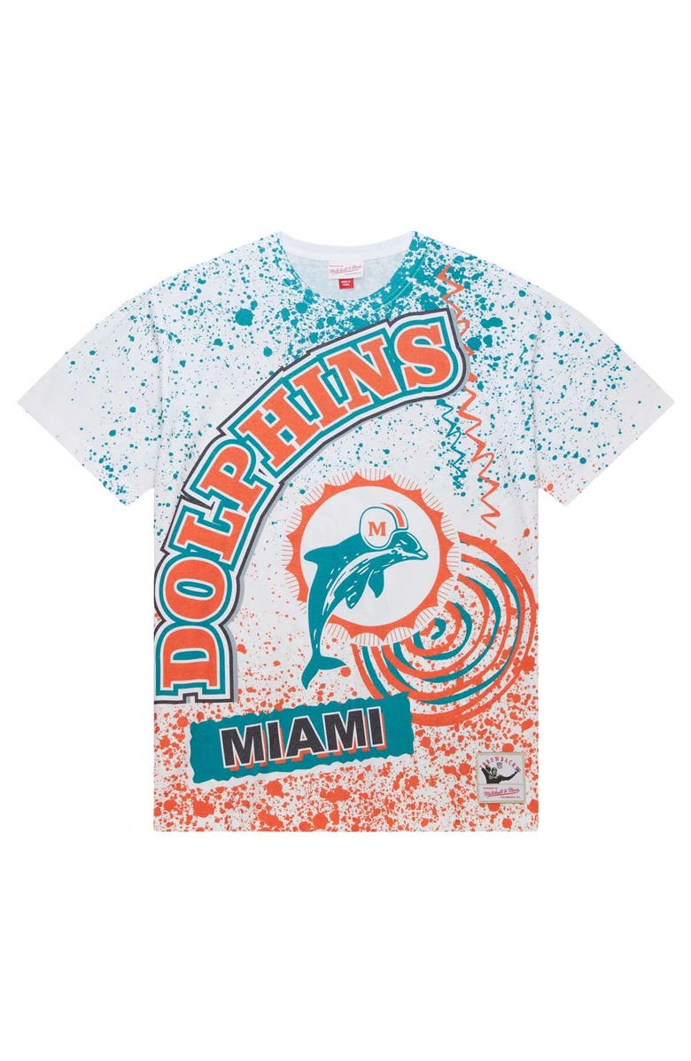 Mitchell & Ness Men's Mitchell & Ness White Miami Dolphins Team Burst Sublimated T-Shirt, Alternate, color, 