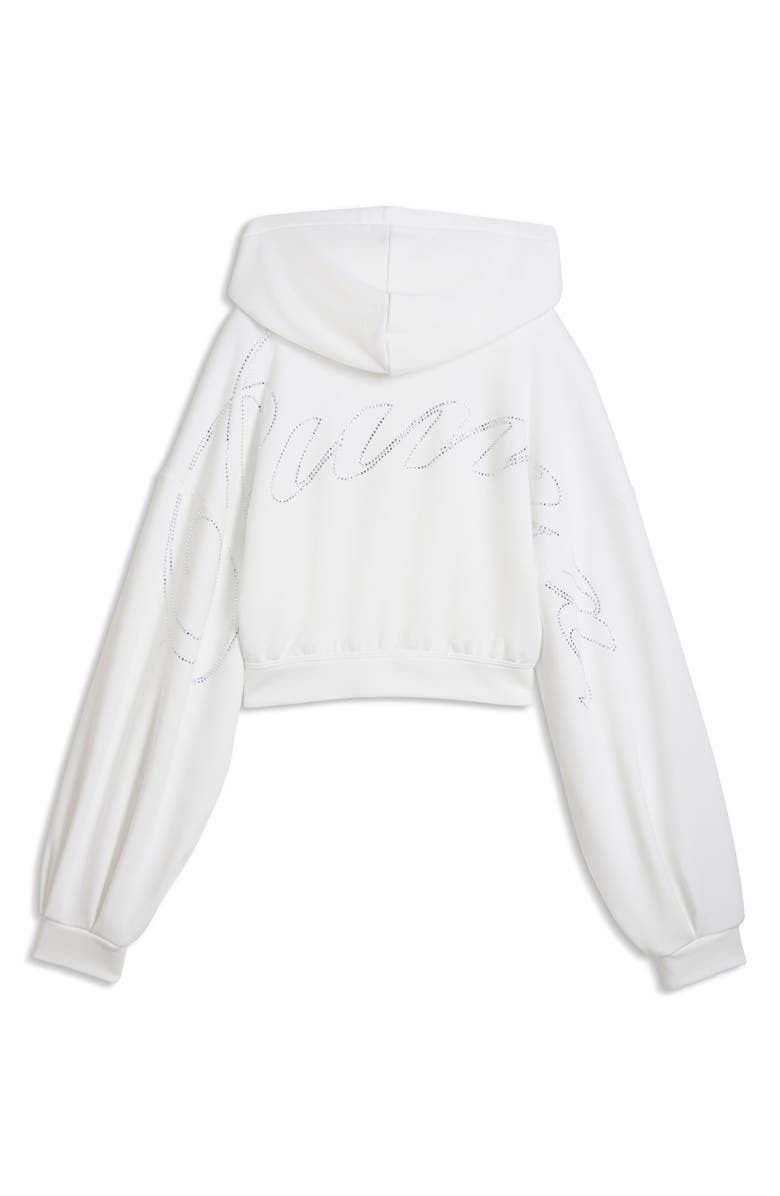 PUMA Essentials Bedazzled Rhinestone Embellished Cropped Graphic Hoodie, Alternate, color, 
