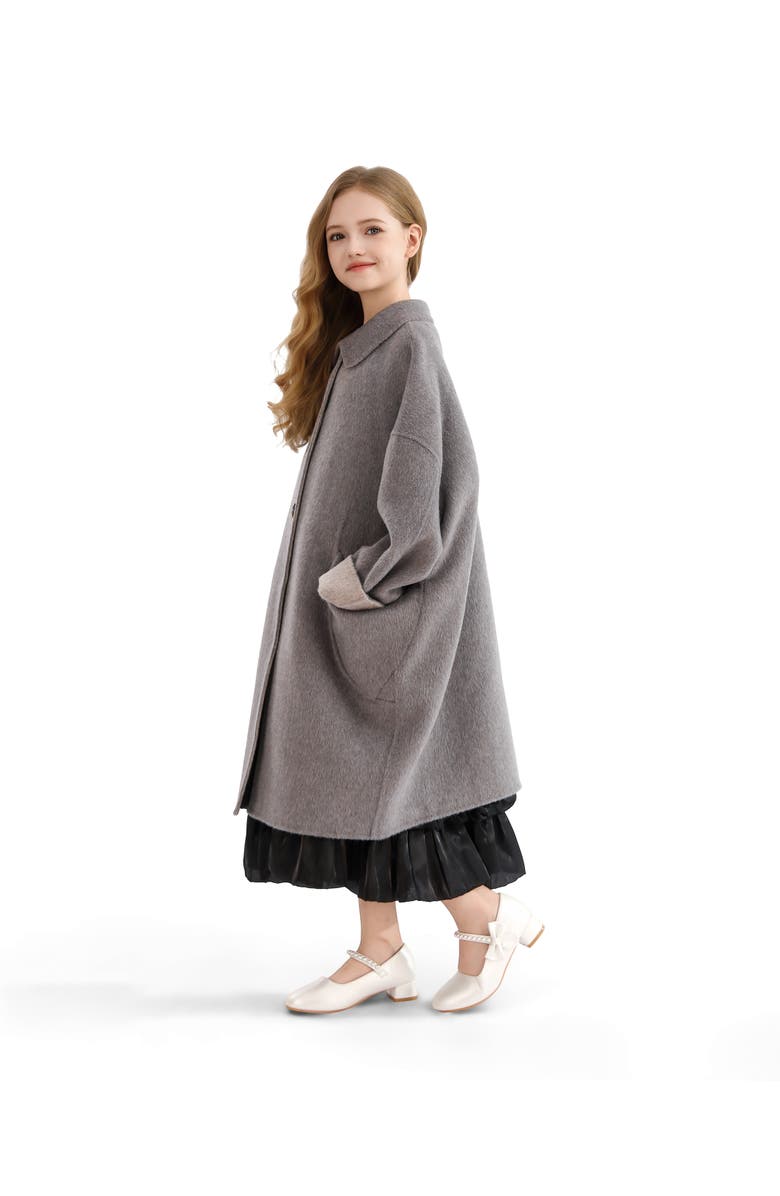 Tulleen Wool Coat with Peter Pan Collar, Alternate, color, Grey