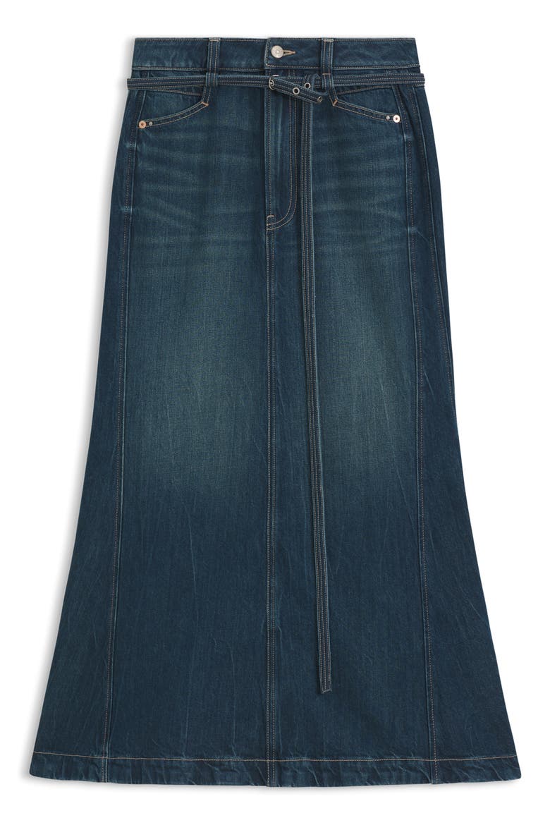 Peplum Denim Maxi Skirt, Alternate, color, GRN