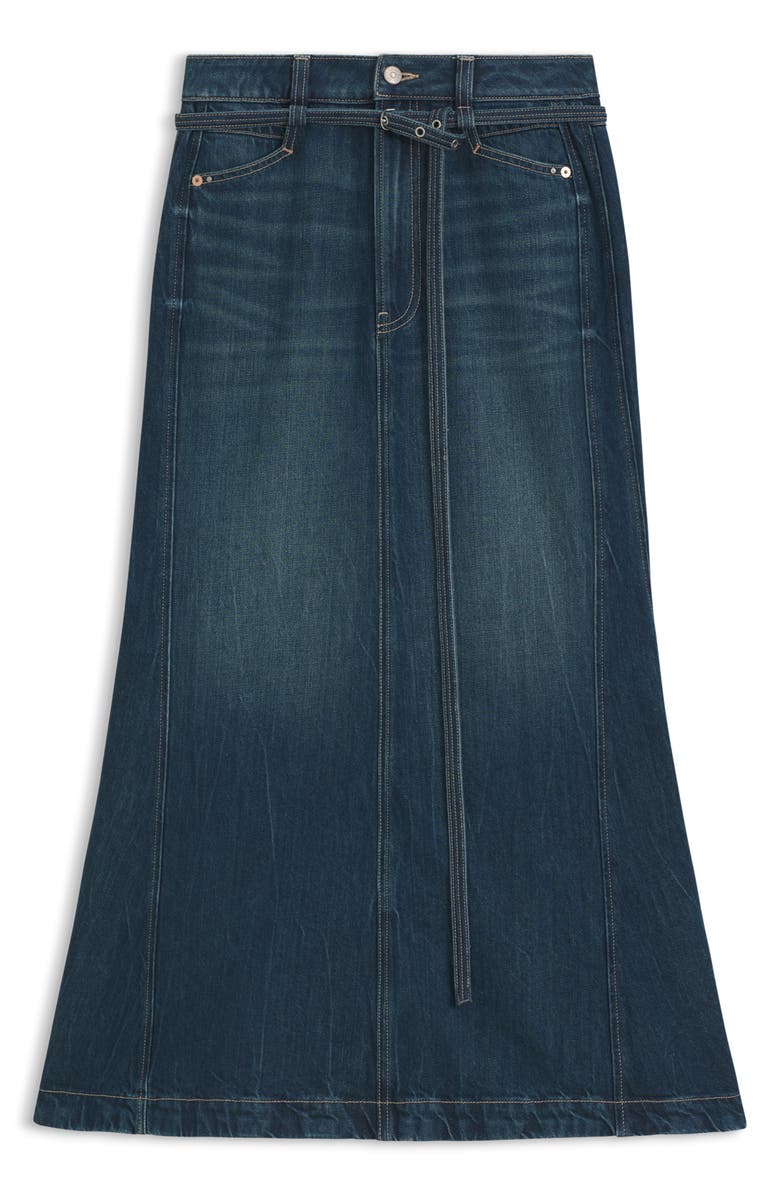 BOSS Orange Peplum Denim Maxi Skirt, Alternate, color, Indigo