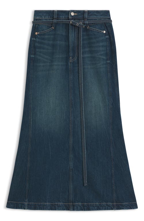 Hugo Boss Boss Orange Peplum Denim Maxi Skirt In Blue