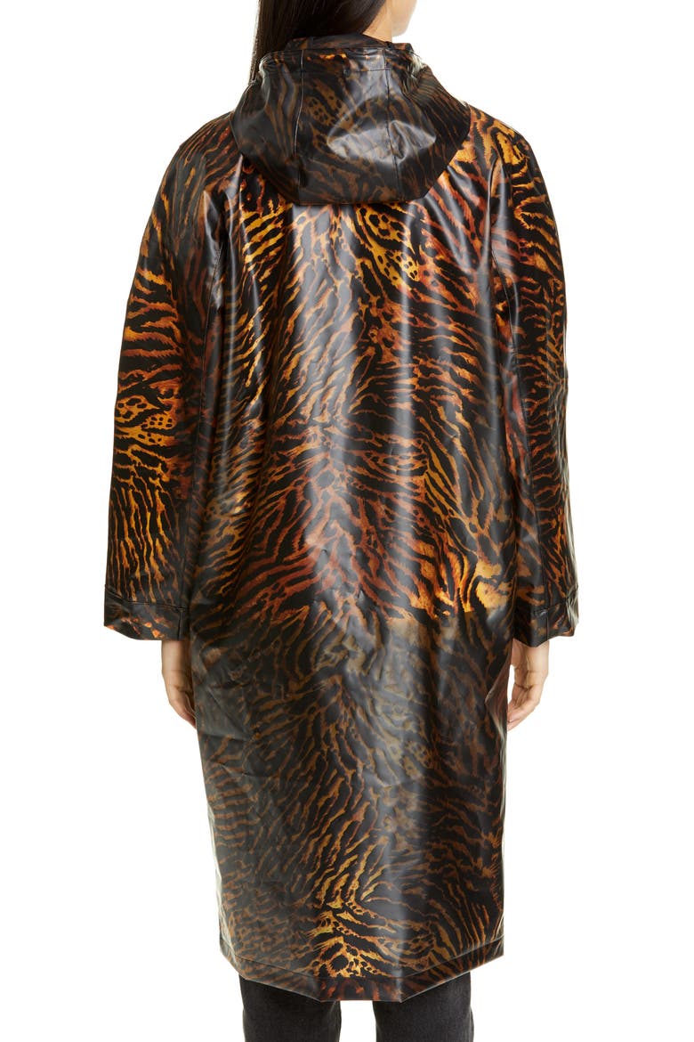 Tiger Print Water Resistant Biodegradable Raincoat, Alternate, color, TIGER