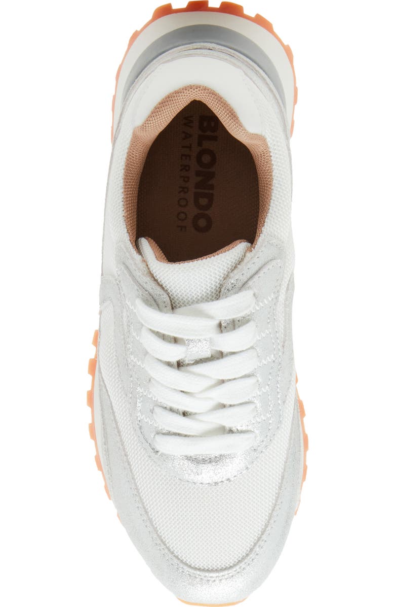 Blondo Lois Retro Waterproof Running Sneaker, Alternate, color, Silver Leather