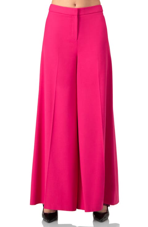 Solid Wide-Leg Trousers