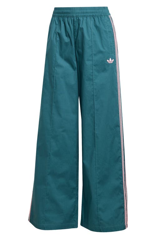 Adidas Originals 3 Stripes Wide Leg Pants In Blue
