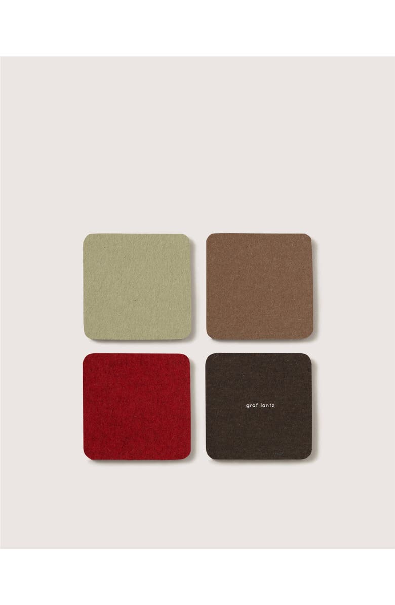 Graf Lantz Bierfilzl Merino Wool Square Coaster Multi 4 Pack, Main, color, Bonfire