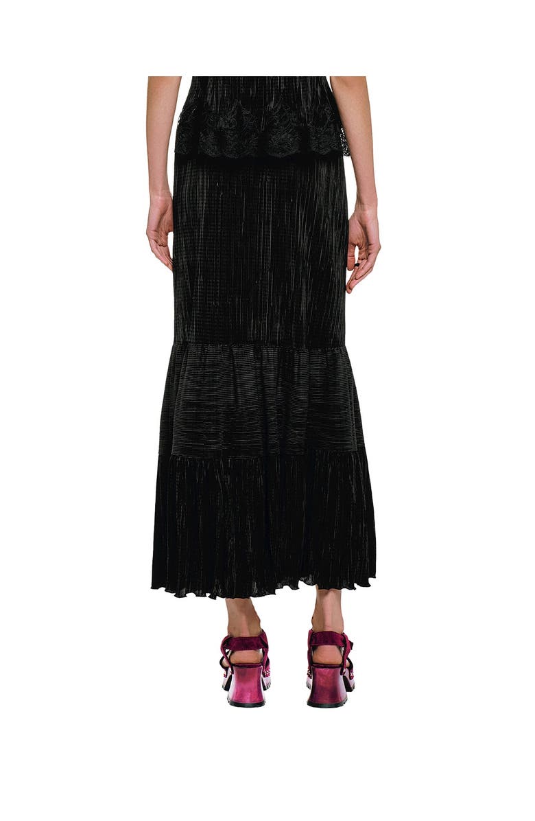 Anna Sui Plisse Tiered Maxi Skirt, Alternate, color, Black