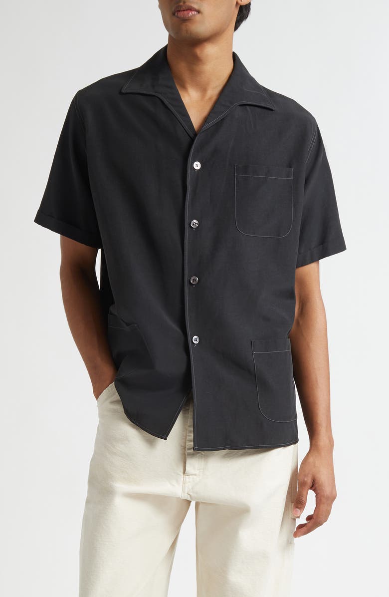 Maison Margiela Short Sleeve Button-Up Shirt, Main, color, 