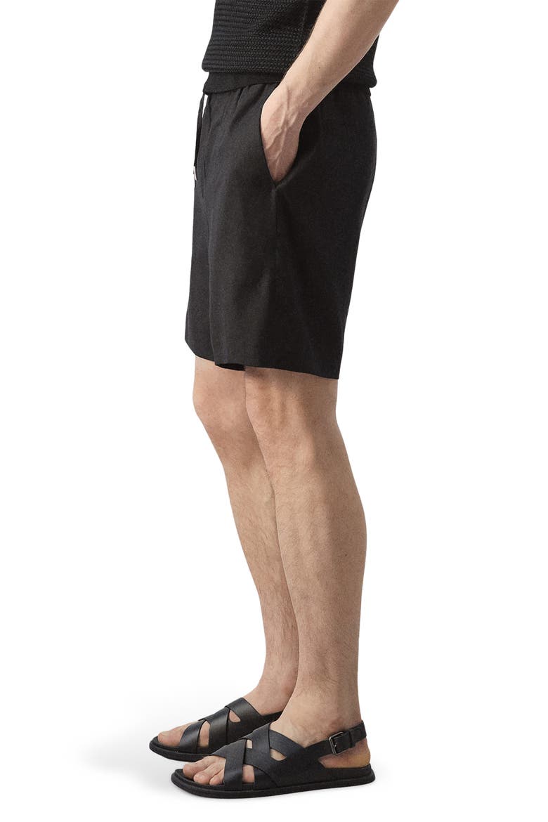 Flat Front Linen Blend Drawstring Bermuda Shorts, Alternate, color, BLACK