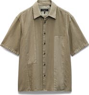 rag & bone Dalton Mixed Media Patchwork Short Sleeve Button-Up Shirt