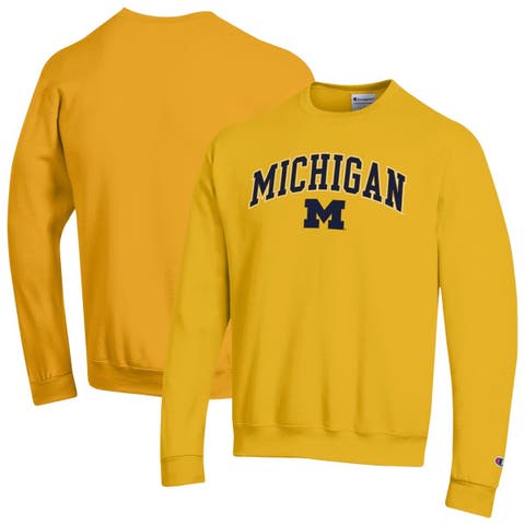 Men's Champion  Maize Michigan Wolverines Arch Over Logo Pullover Sweatshirt