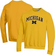 Champion Men's Champion Maize Michigan Wolverines Arch Over Logo Pullover Sweatshirt