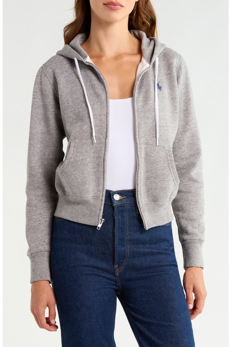 Cotton Blend Fleece Zip Hoodie, Main, color, DARK VINTAGE HEATHER