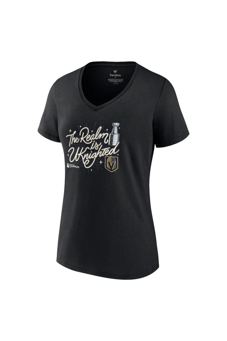 Women's Fanatics Branded  Black Vegas Golden Knights 2023 Stanley Cup Champions Celebration V-Neck T-Shirt, Alternate, color, Black