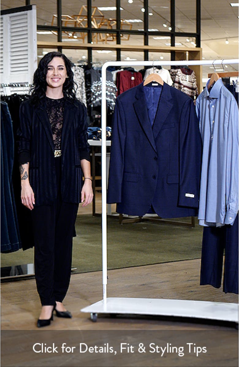 Flynn Classic Fit Navy Windowpane Check Wool Suit, sales video thumbnail