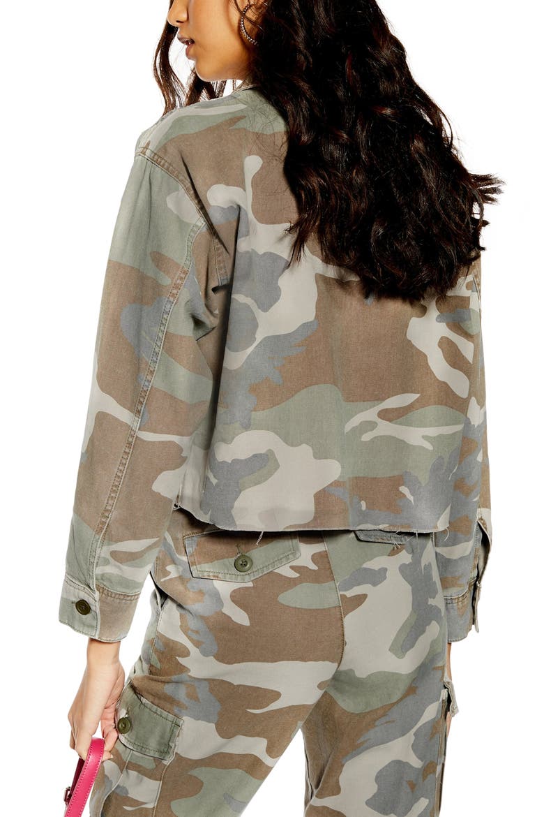 Camouflage Shirt Jacket, Alternate, color, OLIVE MULTI
