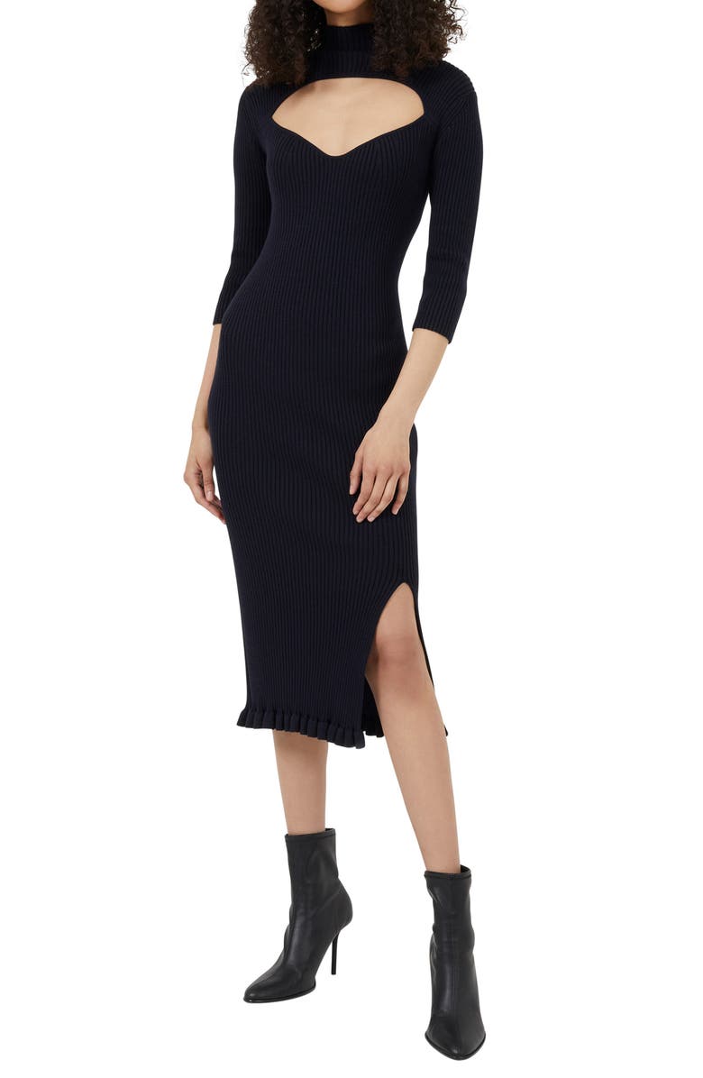 French Connection Mathilda Knit Cutout Long Sleeve Dress, Main, color, 
